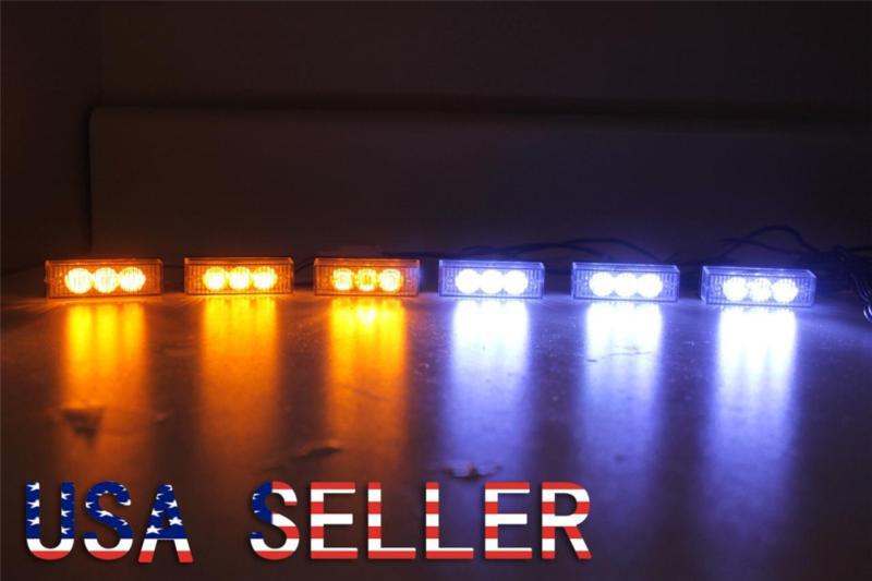 18 led car truck boat strobe emergency flash light deck dash grill white amber