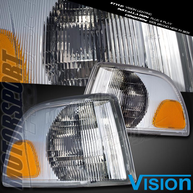 98-02 volvo c70 v70 s70 clear signal corner parking lights amber reflector pair