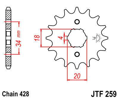 Jt sprocket front 14t steel fits honda ct125 1977