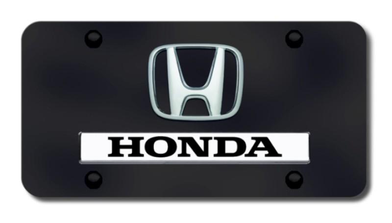 Honda dual honda chrome on black license plate made in usa genuine