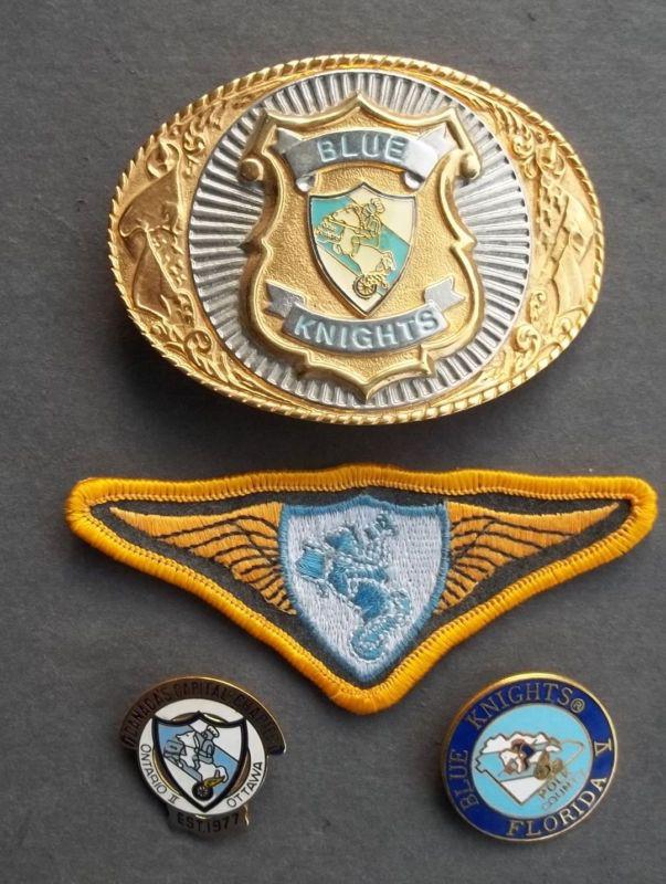 Blue knights police motorcycle club cop mc belt buckle patch pins lot  