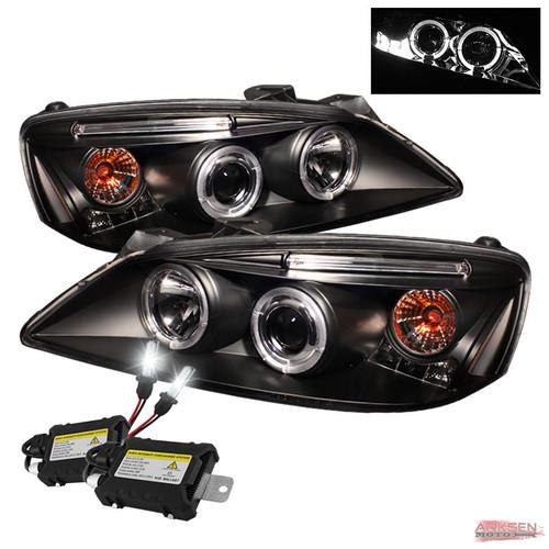 Xenon 8k hid slim ballast+05-09 pontiac g6 halo led black projector headlights