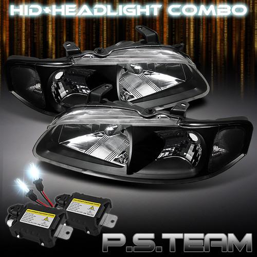 00-03 nissan sentra jdm black crystal headlights lights +6000k slim ballast hid