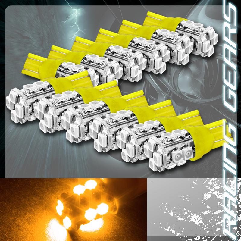 12x amber smd 12 led 12v t10 wedge light bulb interior license plate side marker