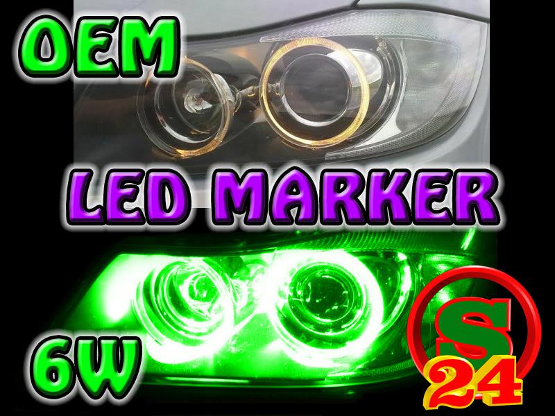 Bmw e90 e91 4d 04-08 xenon projector led markers angel eyes rings green 6w m014