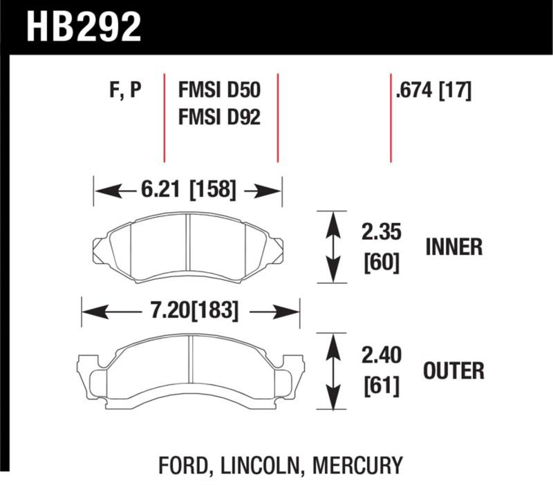 Hawk performance hb292p.674 disc brake pad