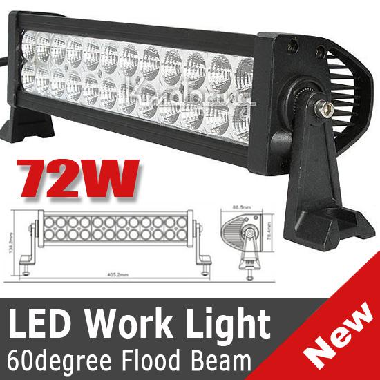 14inch 72w 24 led spot/flood work light bar lamp offroad 