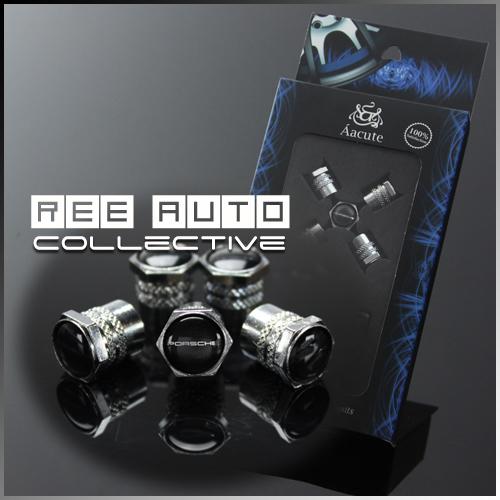 Metal tire wheel valve cap stem set fit for porsche free badge emblem exterior