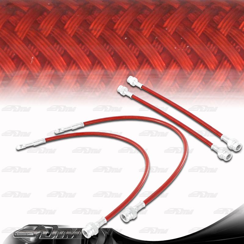 1986-1991 mazda rx-7 s4-s5 fc3s front & rear stainless steel brake line -red