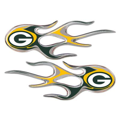 Nfl green bay packers 3d micro flames decal, licensed product + free gift