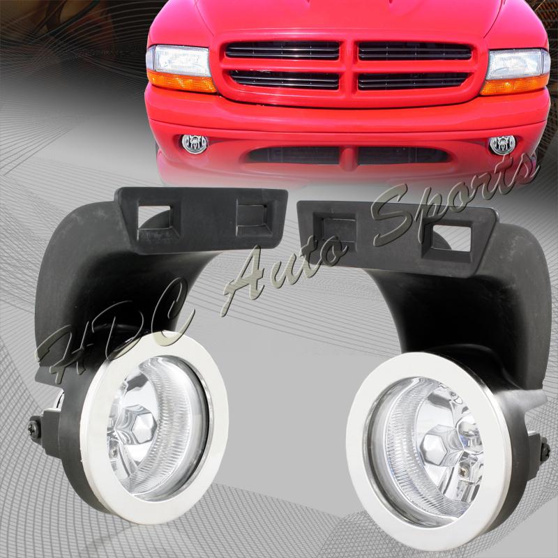 94-01 dodge ram truck front bumper chrome housing clear lens fog light lamps