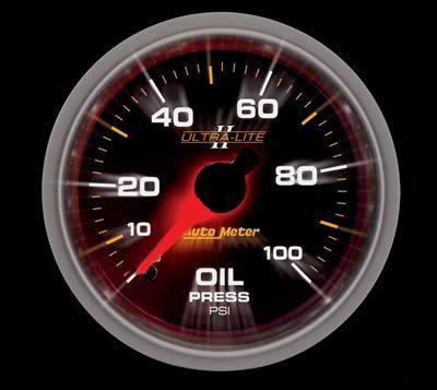 Autometer ultra-lite ii electrical oil pressure gauge 2 1/16" dia silver face