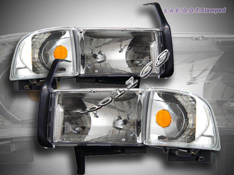 94-01 dodge ram 1500 / 94-02 ram 2500/3500 pickup headlights clear + corner