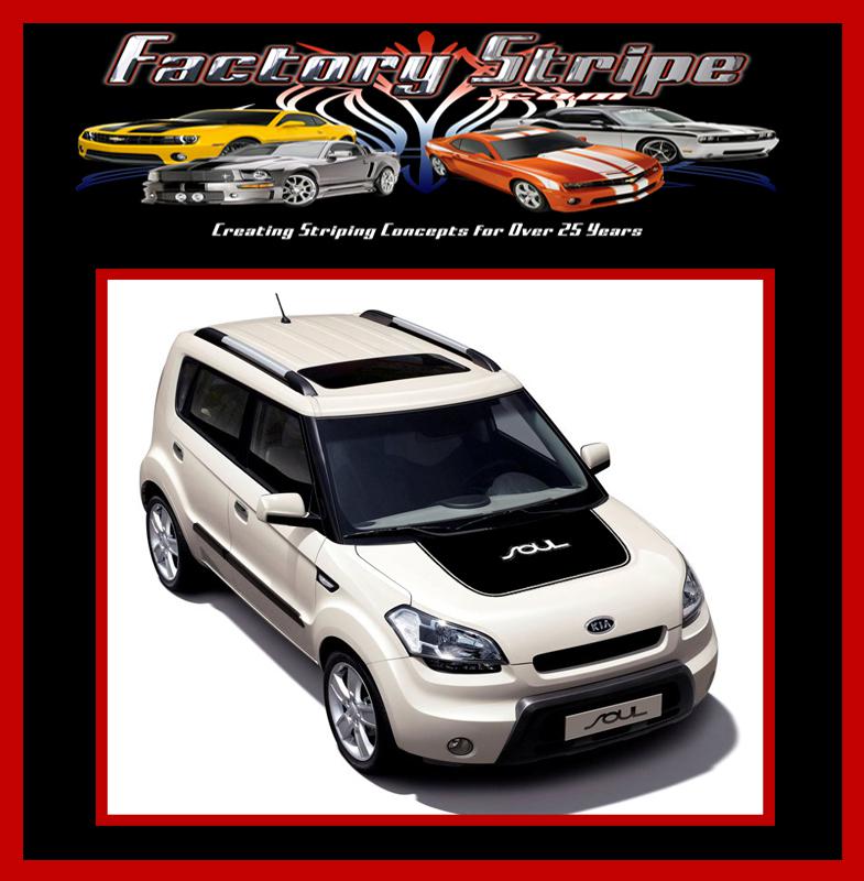 2008-2013 kia soul blackout hood with outline decal kit 3m vinyl factory stripe