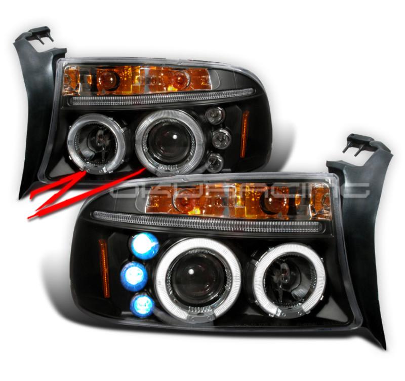 97-04 dodge dakota / durango projector headlights black