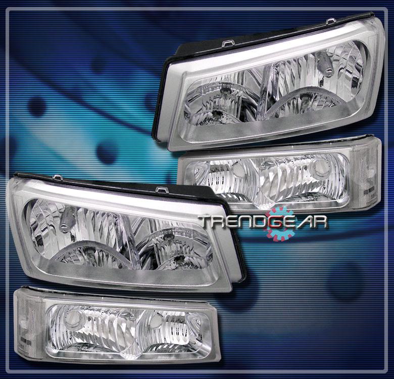 03-06 chevy silverado pickup crystal head lights+bumper signal lamp chrome 04 05