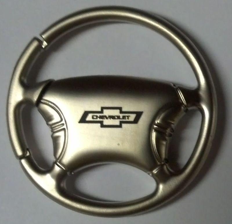 Chevrolet steering wheel silver color metal keychain