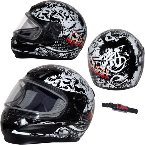 Snowmobile helmet kids full face youth helmet small black ckx vg-k1 rush