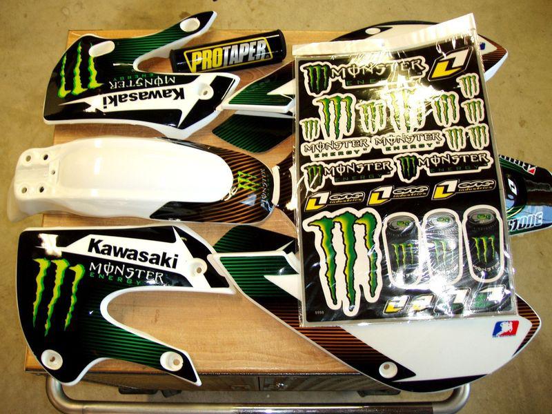 Klx 110 02-09 kx 65  02-12 graphic kit monster energy w/ plastics