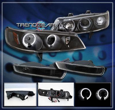 94 95 honda accord dual halo projector head lights+bumper signal lamps jdm black