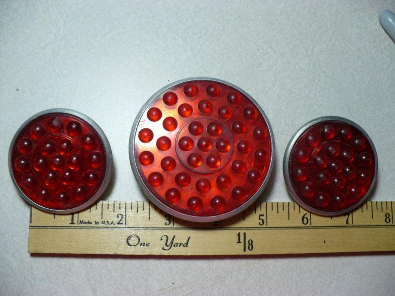  very nice vintage red plastic reflectors -motorcycle rat rod bike, bicycle