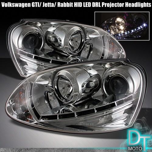 06-09 vw gti jetta rabbit projector headlights+drl led running light hid version