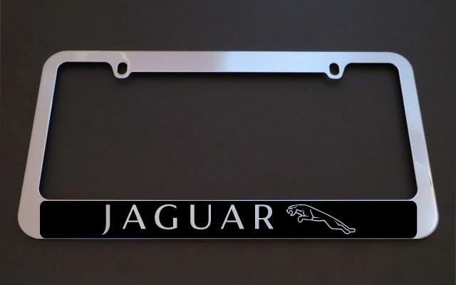 1 brand new jaguar halo chrome metal license plate frames + screw caps