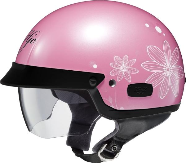 Hjc mens is-2 flora open face motorcycle helmet mc-8 pink extra small xs