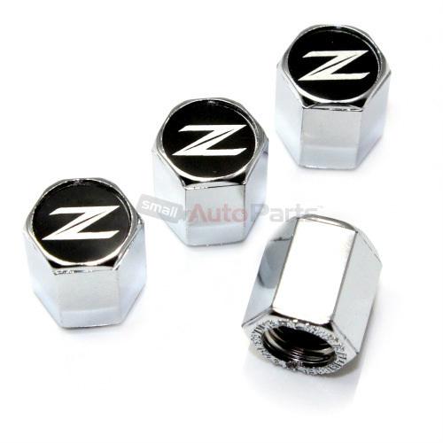 (4) nissan 370z logo chrome tire/wheel air pressure stem valve caps z covers