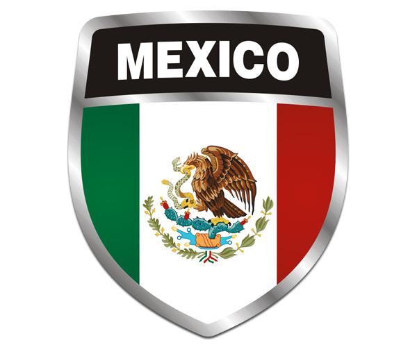 Mexico flag shield decal 5"x4.3" mexican vinyl bumper sticker zu1