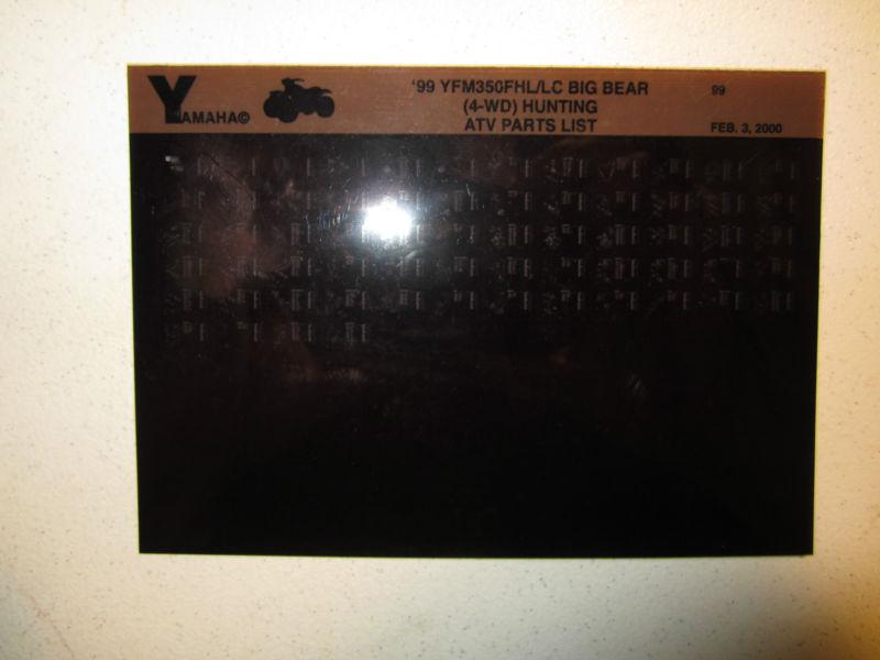 1999 yamaha atv yfm350fhl lc big bear 4wd hunting microfiche parts catalog 