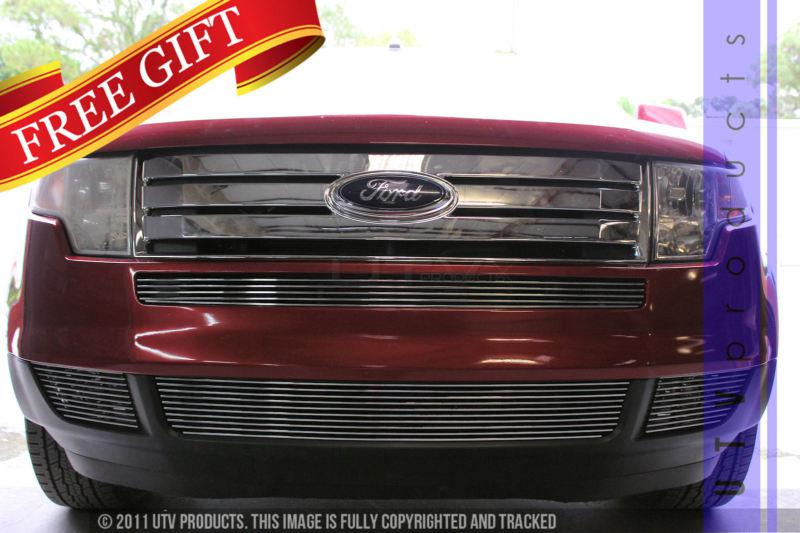 2007 - 2010 ford edge chrome bumper & fog lights 4pc combo billet grille kit