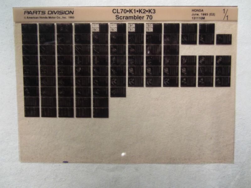 Honda motorcycle cl70 k1 k2 k3 scrambler 70 microfiche parts catalog cl 70 6/93