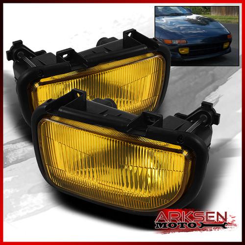 91-95 toyota mr2 jdm yellow bumper fog lights lamp+switch+bulbs left+right set