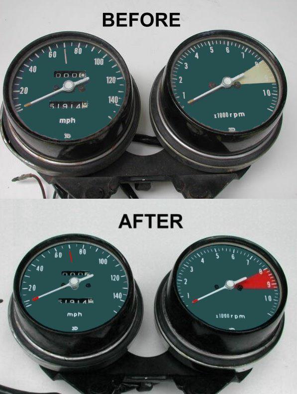 Honda cb750  series speedometer and tachometer renewal applique set.