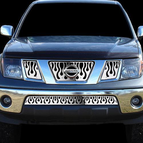 Nissan pathfinder 05-07 vertical flame polished stainless grill insert cover