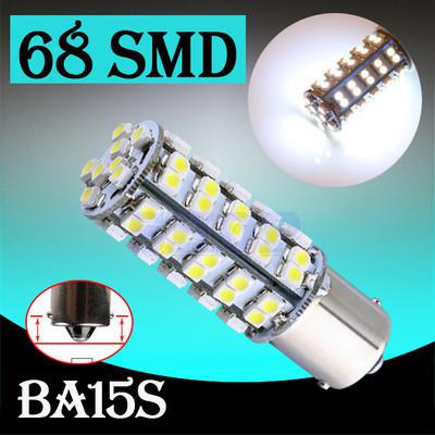 1156 ba15s 68 smd pure white fog signal turn tail led car light bulb lamp