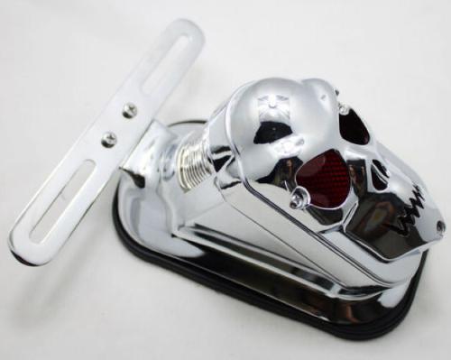 Chrome red skull brake tail light signal for harley davidson chopper cruiser