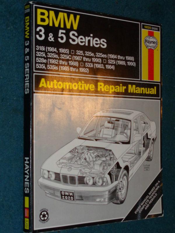 1982-1992 bmw 3 & 5 series shop manual / haynes repair book 91 90 89 88 87 86 85