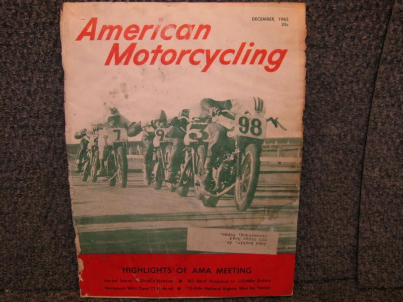 American motorcycling magazine december 1962 ahrma  literature vintage racing