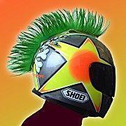 Helmet hair green mohawk stick on biker ski motorcycle snowboard race atv mx new