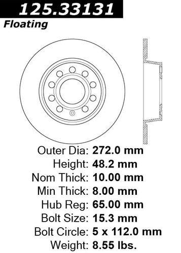 Centric 125.33131 rear brake rotor/disc-high carbon rotor-preferred