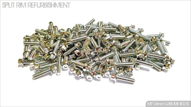 80x chrome split rim bolts m7 x 24mm bbs lm wheels high tensile steel screws