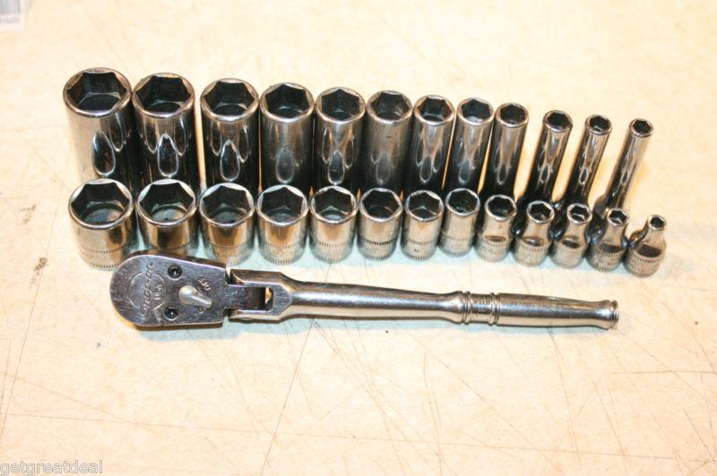 Snap-on tools 1/4" drive metric shallow/deep 6-p socket & flex-head ratchet set