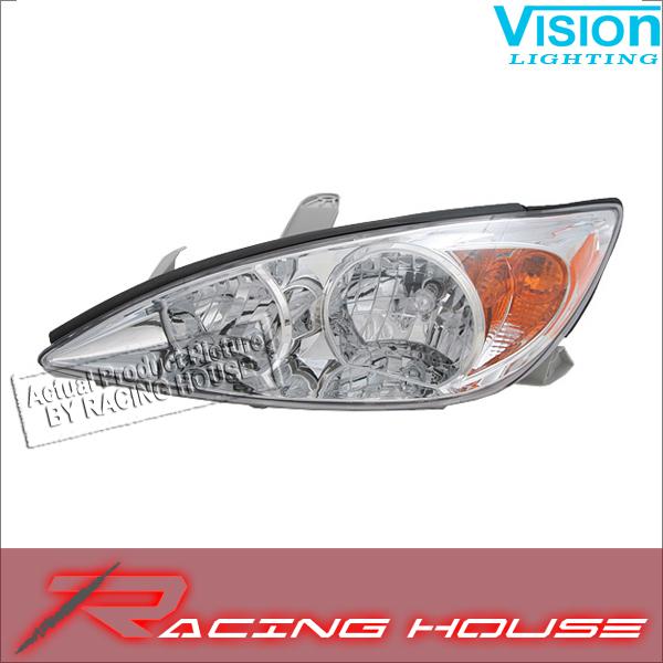 L/h headlight driver side lamp kit unit chrome housing 2002-04 toyota camry