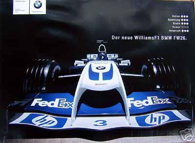 Original bmw car poster/williams f1/print/race/front