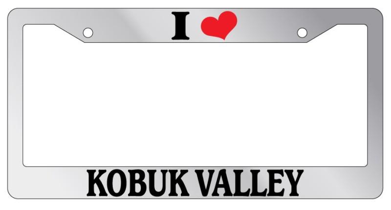 Chrome license plate frame i heart kobuk valley auto accessory novelty