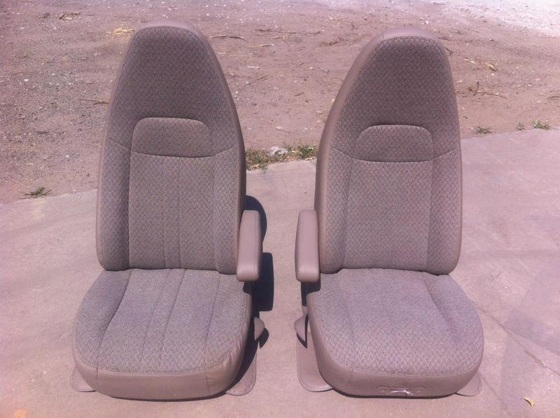 1997-2013 oe gm chevy express gmc savana van tan cloth cargo van bucket seats 