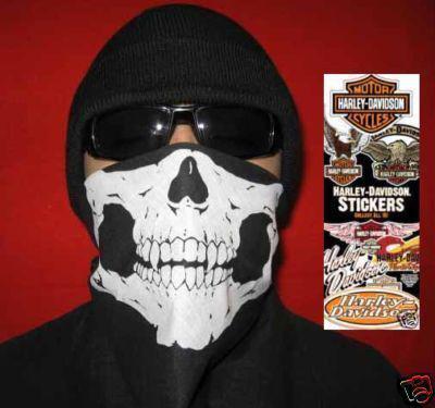 Lot 4 skull face mask bandana free harley davidson decal