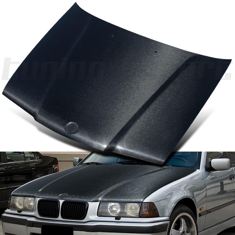 Bmw 92-97 e36 4dr 318i 325i euro black carbon fiber grade a front hood sport kit